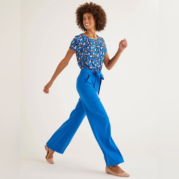 Boden Hampstead Wide Leg Pants - Bold Blue size 4P new - Picture 2 of 16